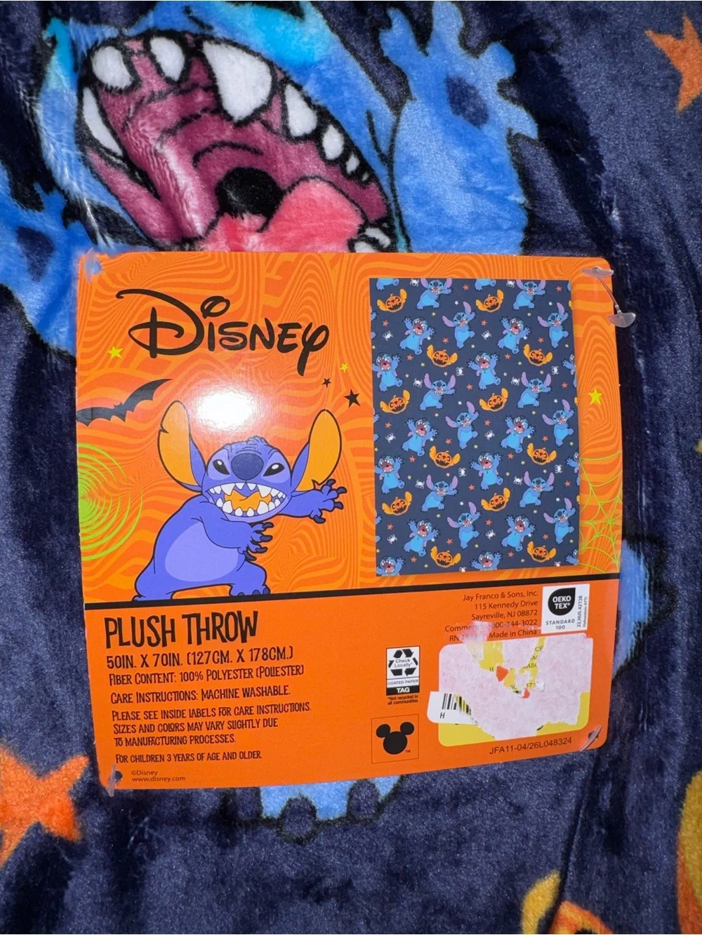 Disney Stitch Halloween Plush Throw Blanket